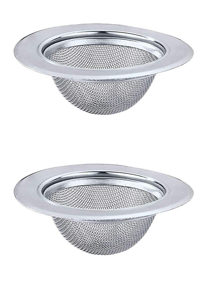 Kitchwish Stainless Steel Kitchen Sink Strainer Jali - Large Mesh Drain Filter for Wash Basin & Bathroom (10.5 cm, Silver) Pack of 2 - Image 1